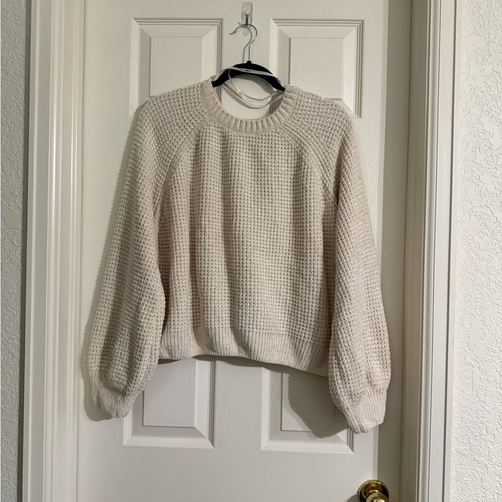 ARULA Cream Textured Knit Sweater